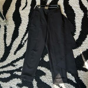 Like New Formal Black Ruffle Pants with Pockets and Back Zipper Size 10